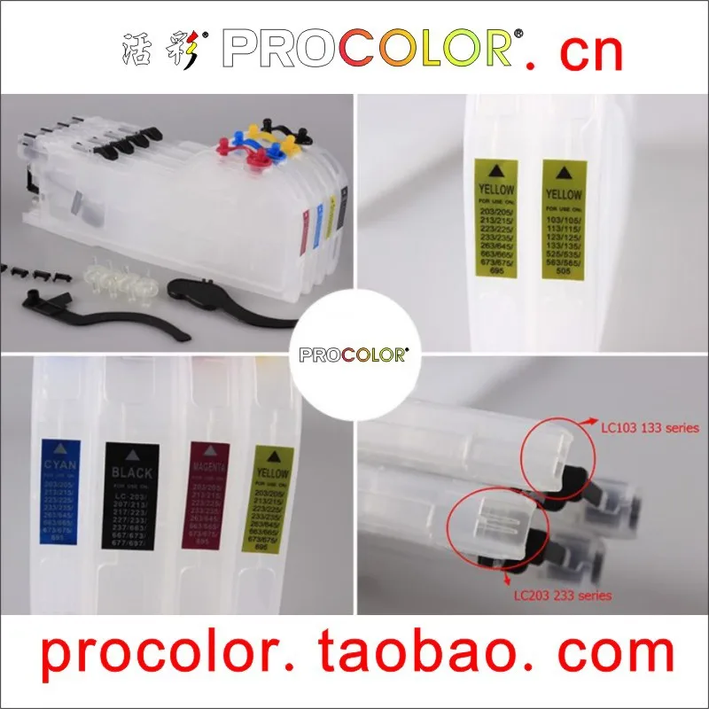 Новые длинные набор чернил для заправки картриджа LC203 BROTHER MFC J4320DW J4420DW J4620DW J5520DW