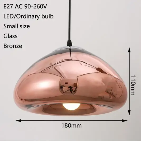 BronzeSmall Арт-деко современный стеклянный подвесной светильник светодиодный E27 с 3 цветами для гостиной спальни столовой кафе отеля ресторана офиса - Цвет корпуса: BronzeSmall