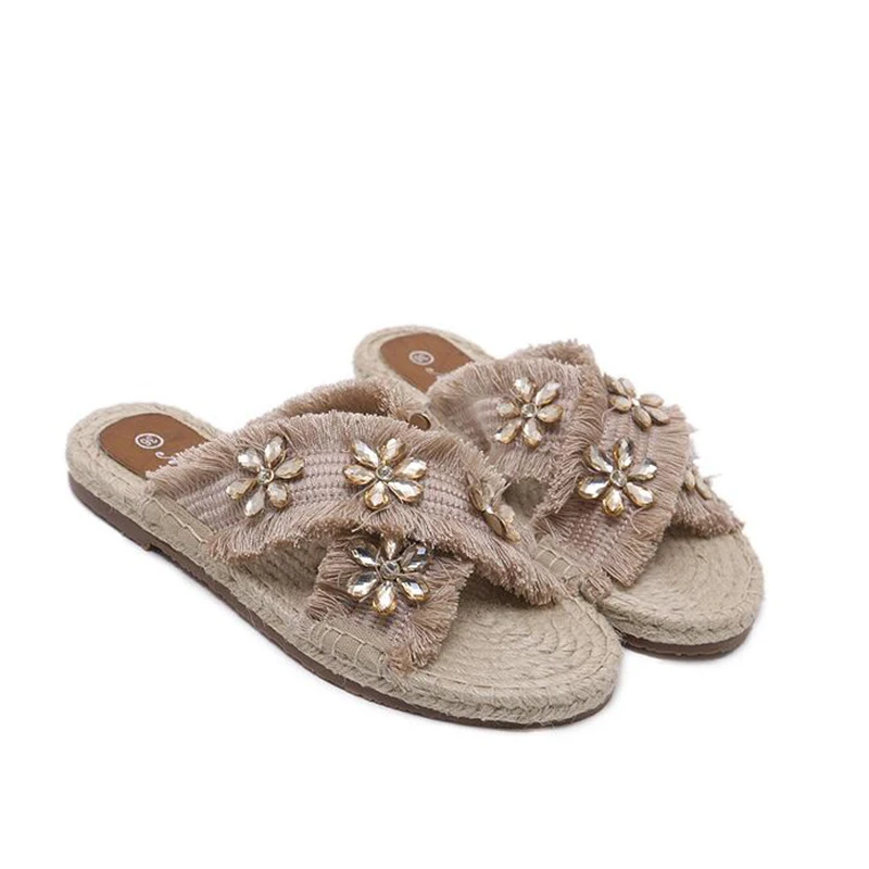2018 новая пляжная женская обувь sandalias mujer Летняя с кисточкой цветами литой
