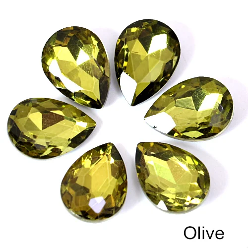 Olive 4 размера, каплевидный кристалл, AB стекло, стразы, заостренный задник, стразы, красный, необычный камень, Круглый, нужен клей для свадебного платья B1242 - Цвет: Olive