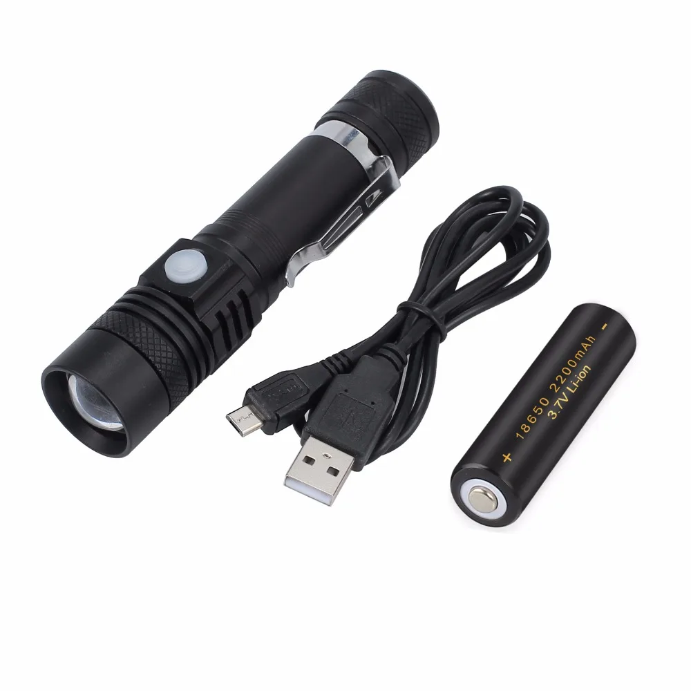 Светодиодный фонарь XM L T6 перезаряжаемый от USB 18650 аккумулятор для кемпинга