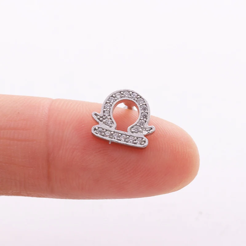 Sellsets, 1 шт., 16 г, сталь, 12 созвездий, CZ, сережка, спиральный для хряща, шпилька, для мужчин и женщин, Грач, серьги, пирсинг