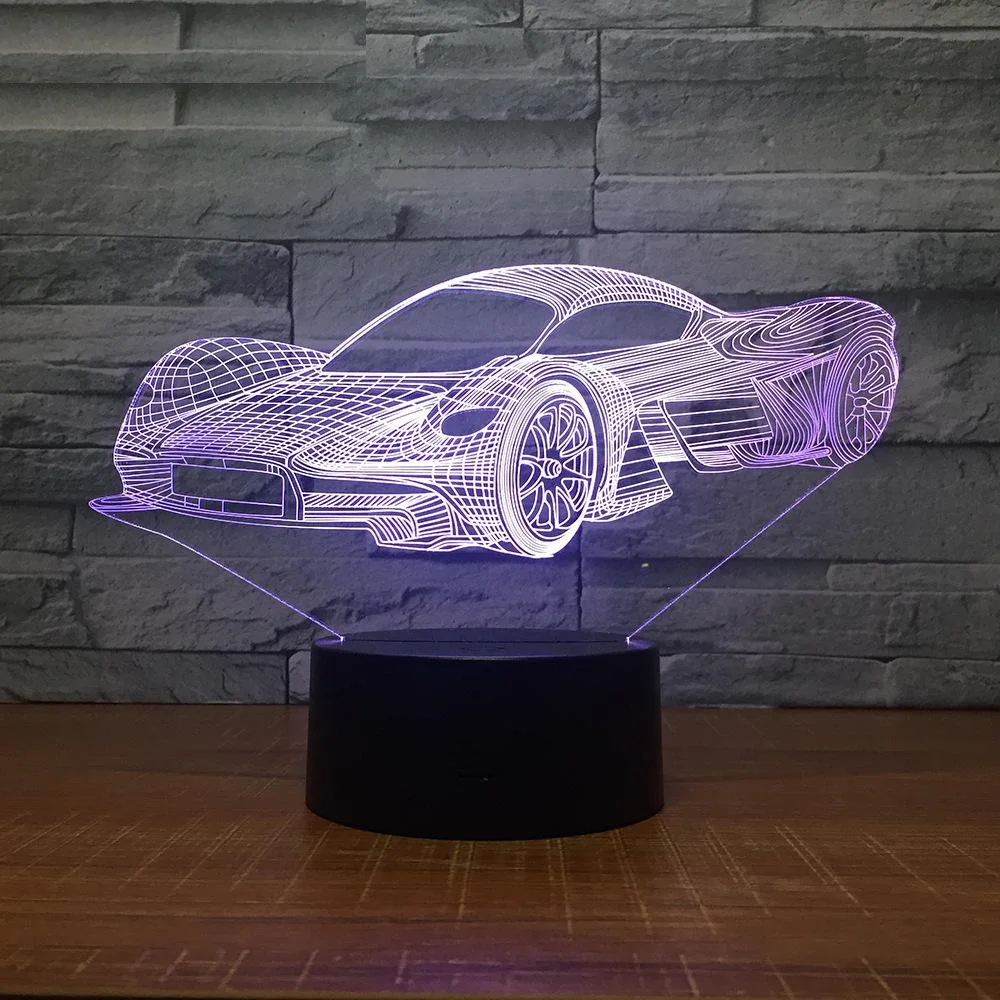 Светодиодный Прохладный форма спортивной машины 3D ночной Светильник USB