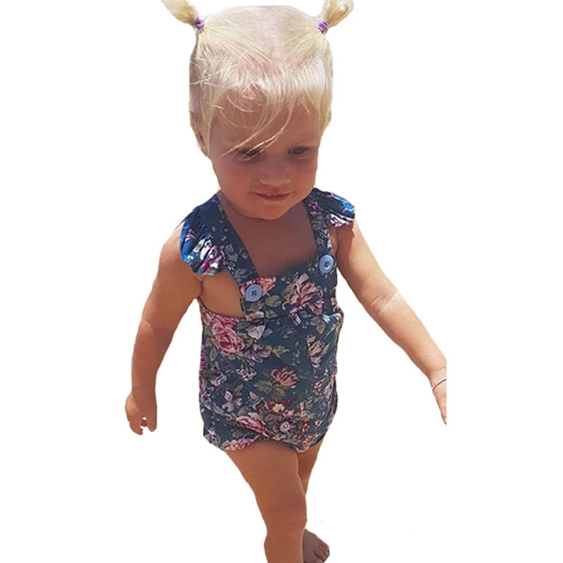 SOSOCOER Детский комбинезон с цветочным принтом и рукавами мушками цельный для