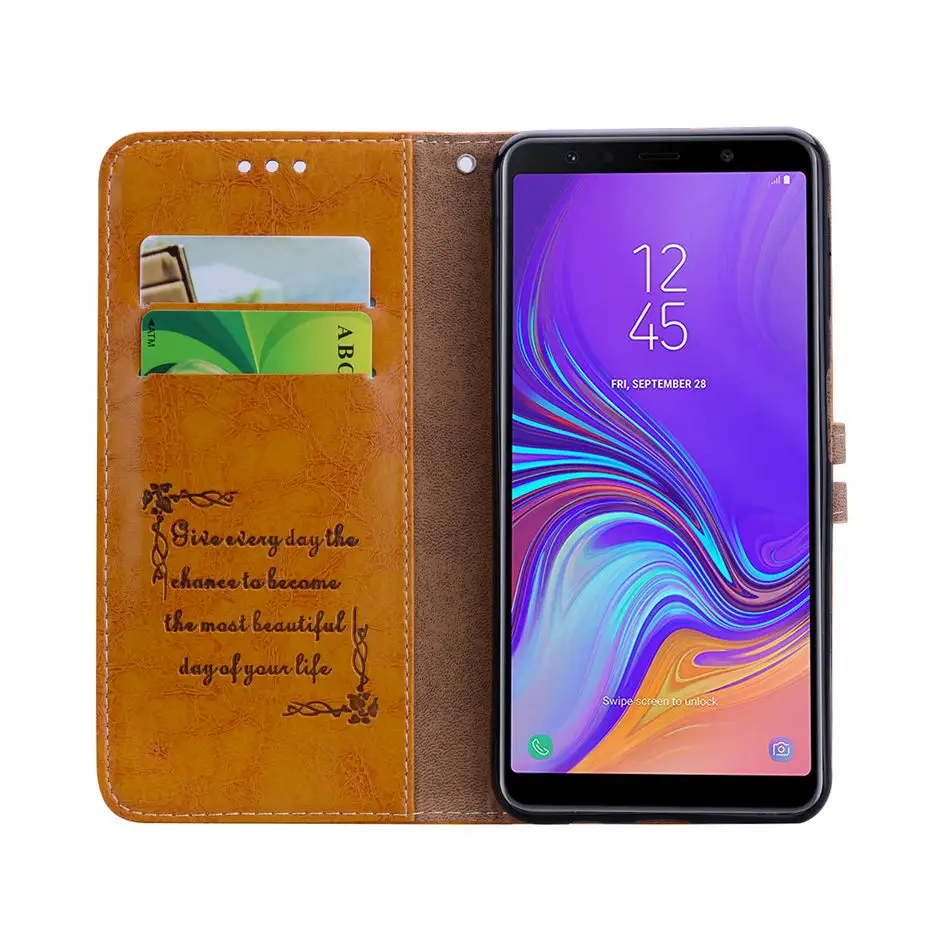 Роскошный флип чехол из искусственной кожи для Samsung Galaxy A7 2018 телефона A750F A750 A 7 SM