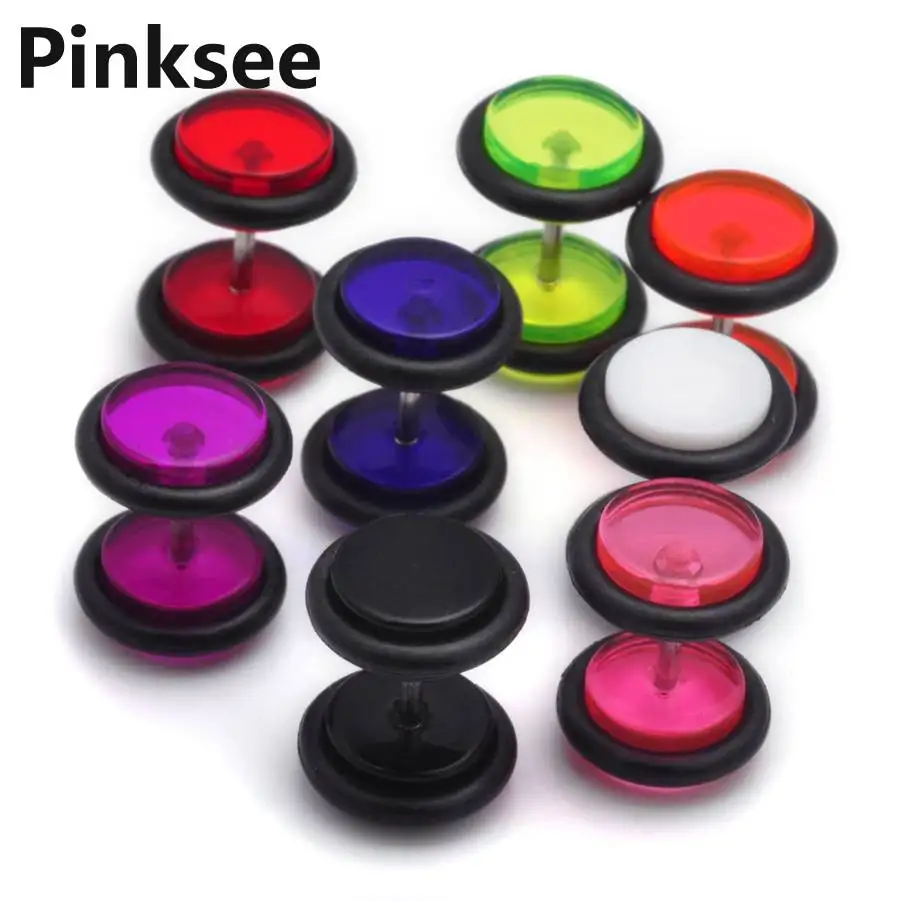 mix colors Панковские прозрачные круглые ушные пробки неоновые, акриловые простые 8 мм расширитель туннель конус Cheater измерительные приборы пирсинг ювелирные изделия 12 шт - Окраска металла: mix colors