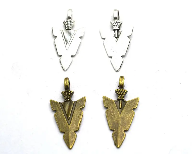 8 шт. 15x30 мм старинное серебро/Бронзовый Племенной Arrowhead Стрелка Подвески Подвеска