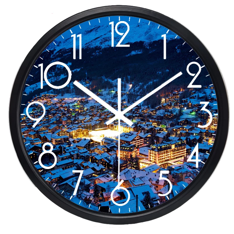 Настенные часы с изображением швейцарского города настоящим дизайнерские