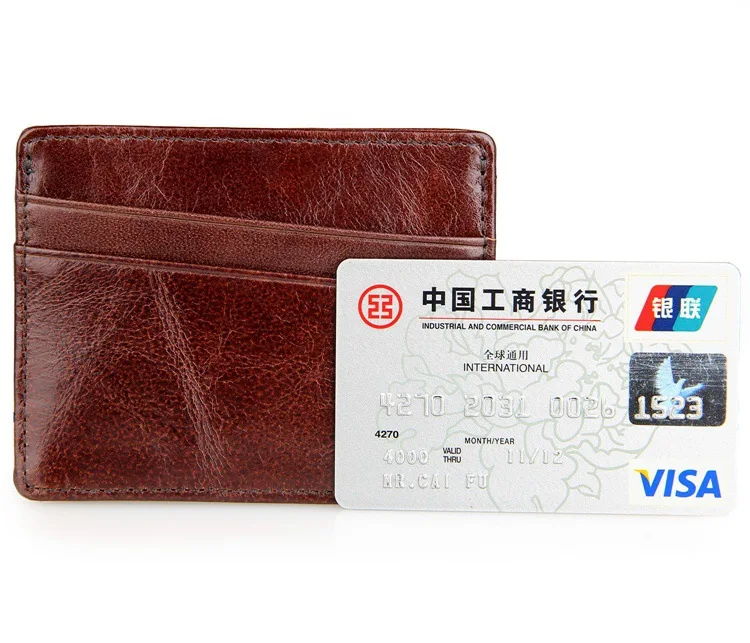 100% натуральная коровья кожа мужской Футляр для карт тонкие кошельки мужчин супер