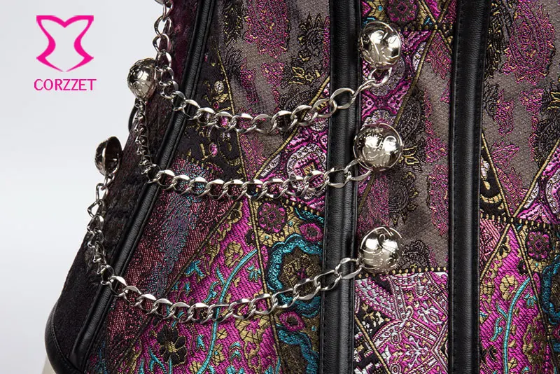 Женский корсет в стиле стимпанк готический большого размера плюс с фиолетовой