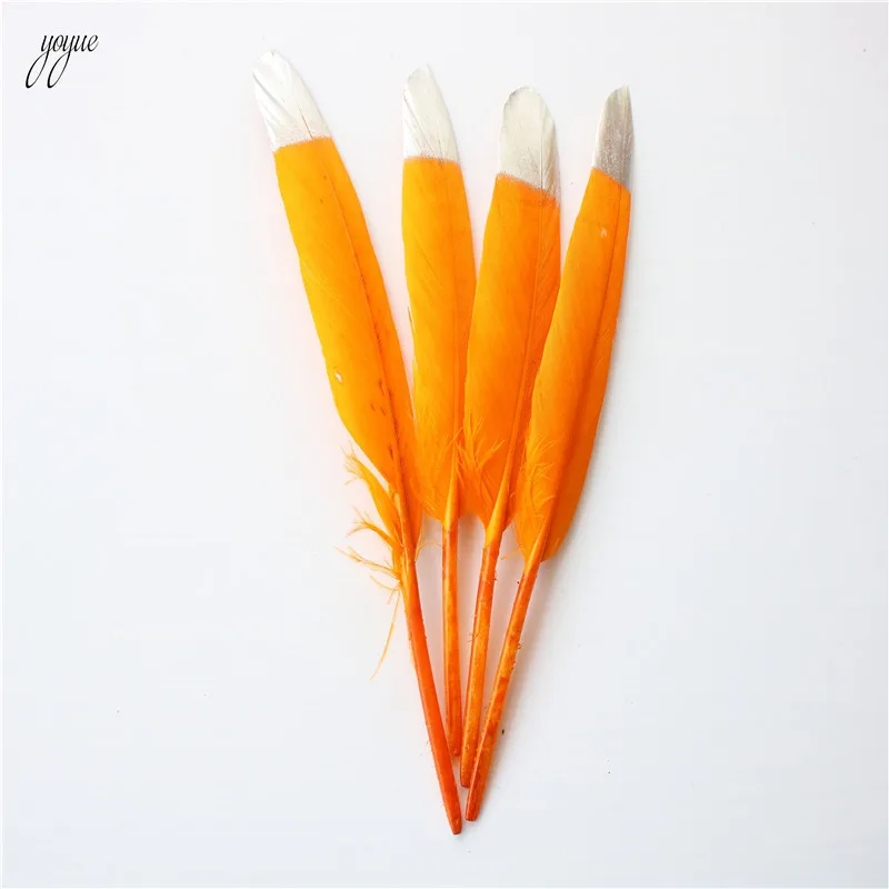 Orange Silver 20 шт смоченные раковины золотые утиные перья гусиные перья для рукоделия 10-15 см/4-6 дюймов натуральные перья для украшения украшений - Цвет: Orange Silver