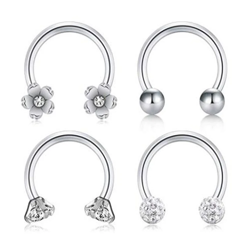 4 шт. 16G Trague из нержавеющей стали серьги-кольца Daith Нержавеющая сталь