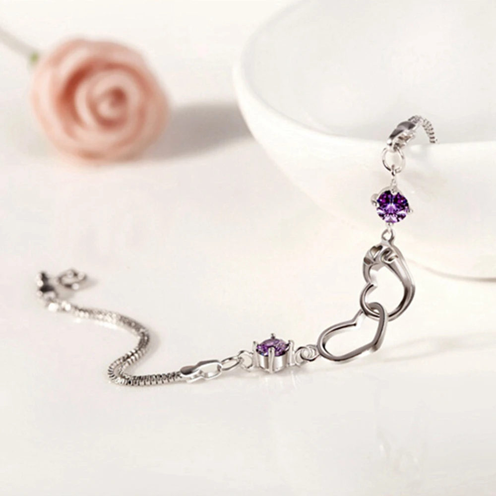 Женский браслет из серебра 925 пробы с подвеской в виде сердца|jewelry desk|bracelet metaljewelry
