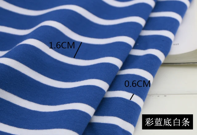 White and colour blu Осень хлопок лайкра спандекс пряжа окрашенная полоса спортивная одежда свитер толстовка ткань вязаная эластичная - Цвет: White and colour blu