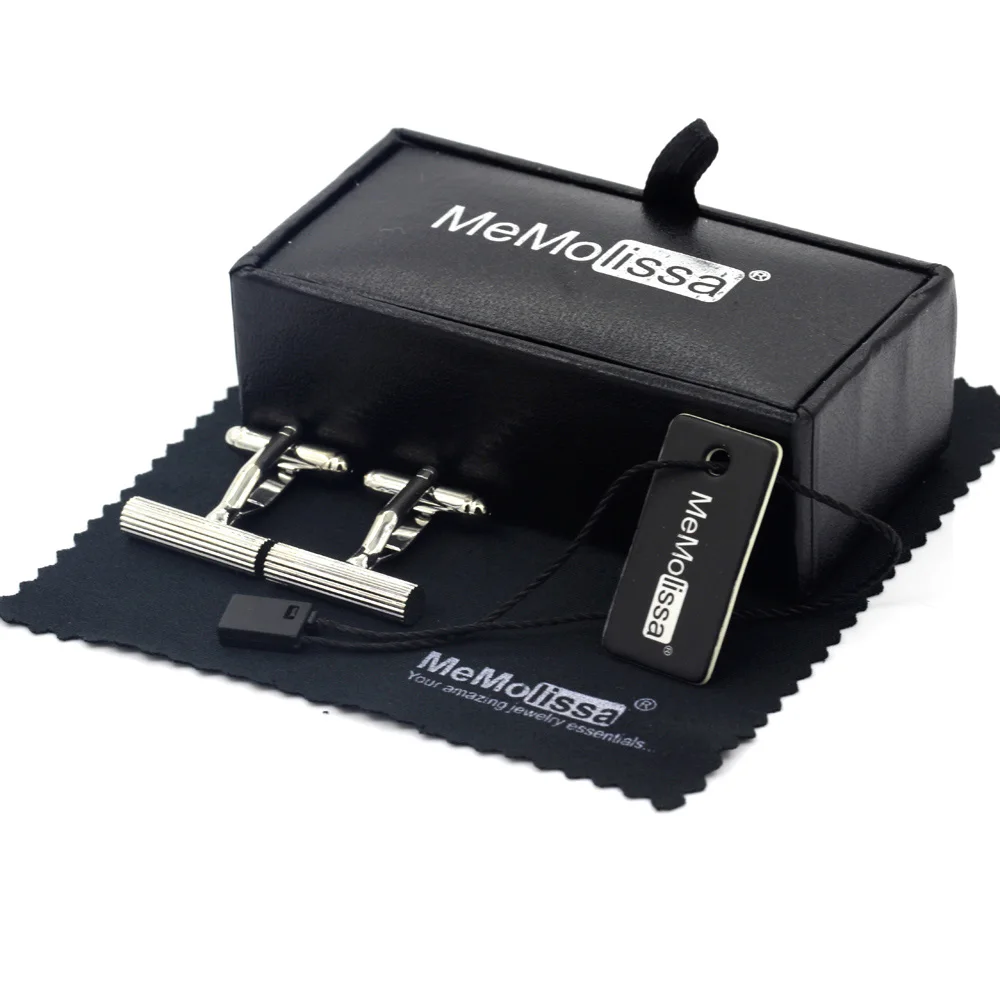

MeMolissa Display Box Classic Shirt Cufflinks Cylinder Design High-grade Jewelry Men's Cuff links Tag & Wipe Cloth