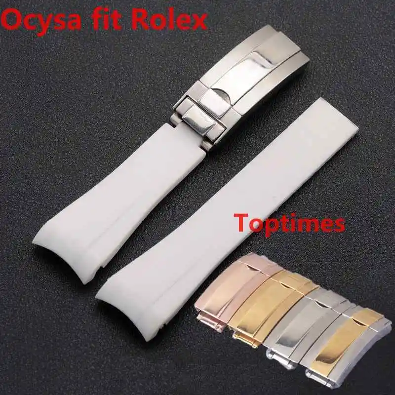 20mm Rubber Strap AAA Rose Gold VAKCAK Blue SUB GMT Waterproof Watch Band Watchband Watches Accessories Deployment Clasp | Наручные часы