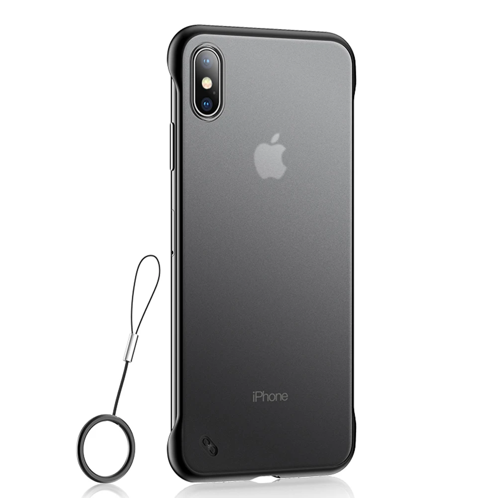 Black Чехол для iPhone 7 Plus X XS Max роскошное прозрачное матовое бескаркасное кольцо Силиконовое матовое шелковое жесткое покрытие для задней панели ультратонкий - Цвет: Black