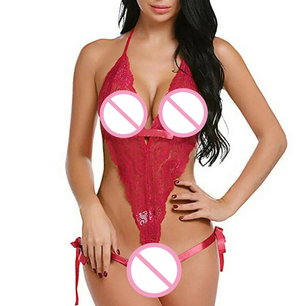 Новые женские модные сексуальные однотонные Кружевные Боди пижамы без рукавов с
