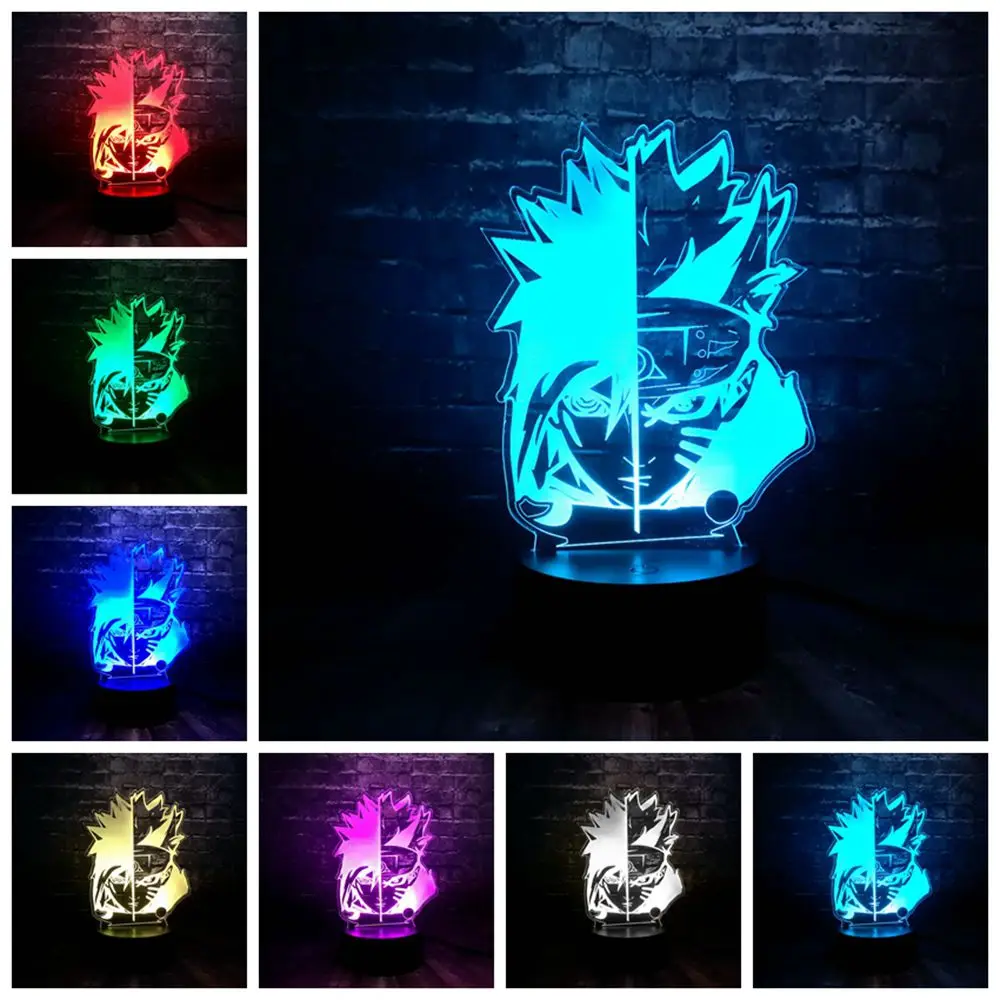 Светодиодный 7 цветов Uzumaki Наруто Саске мини креативный USB компьютер Лава домашнее декоративное ночное освещение Праздничная детская Подарочная игрушка