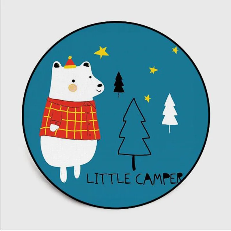 Круглый ковер с милым мультяшным медведем детский нескользящий для подъема