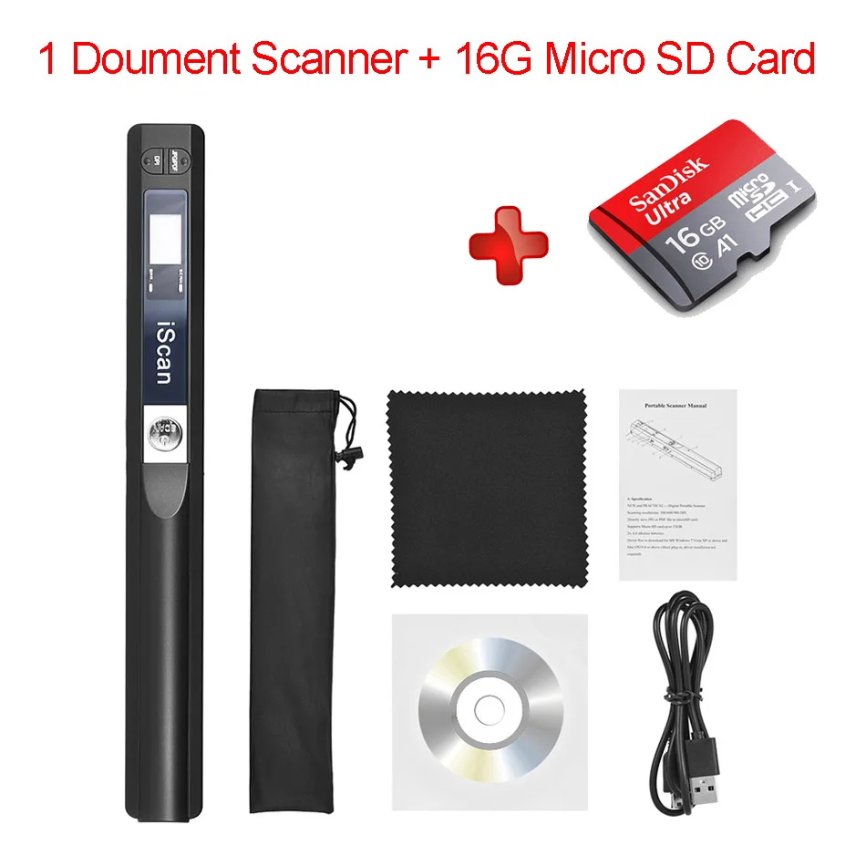 Scanner and TF Card A4 сканер портативный мини сканер документов JPG/PDF формат изображения документов Iscan ручной сканер A4 книга текст сканер GZISCAN01 - Цвет: Scanner and TF Card