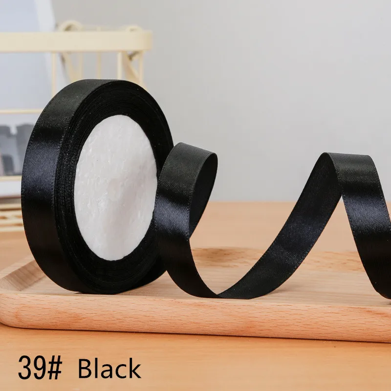 39 25 ярдов/рулон односторонняя Свадебная атласная лента украшение подарочная упаковка ленты праздничные вечерние DIY Декор поставки Ширина 15 мм/20 мм - Цвет: 39