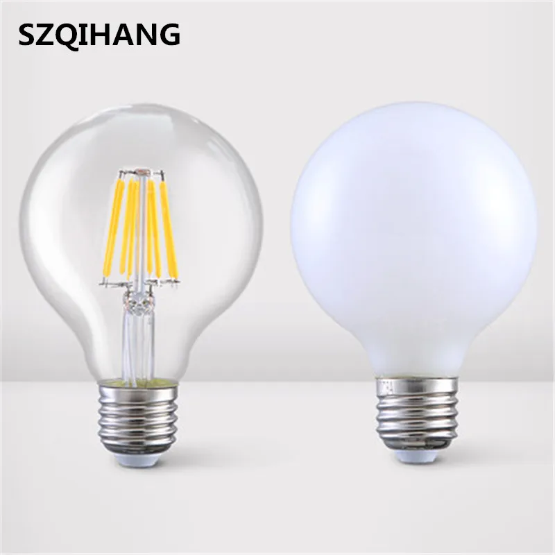 E27 E14 5W 6W 7W 8W COB 100LM/W Warm Cold White LED Filament Bulbs Glass Cover Frosted Cover LED Bulb Lights