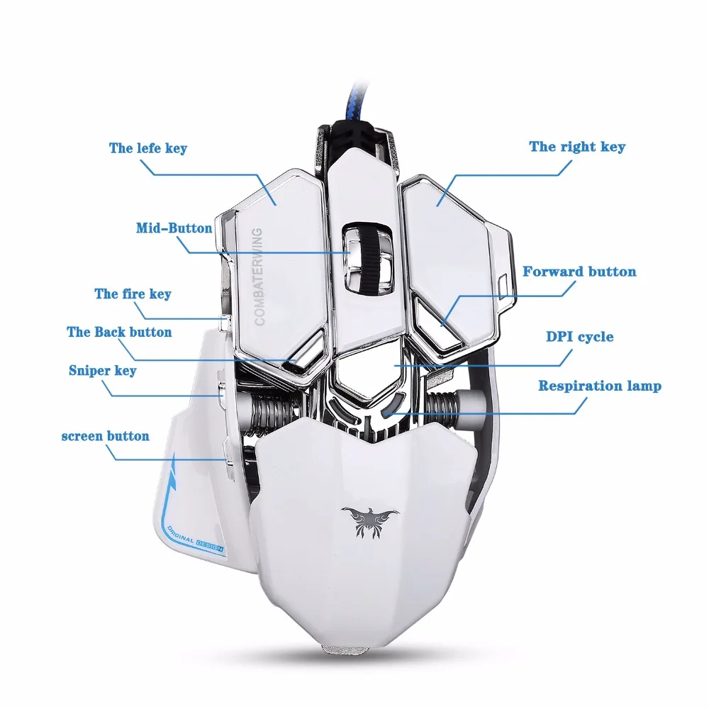 COMBATERWING-High End 4800 Точек на дюйм Оптическая светодиодный USB проводной