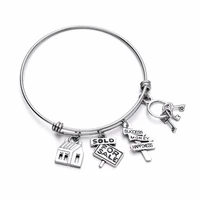 stainless steel expandable wire bangle house sold charm bracelet cute diy jewelry gift for real estate agent or realtor