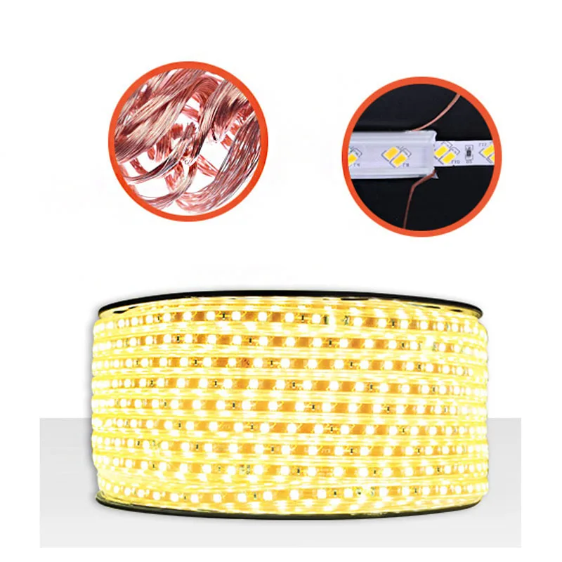 

Plastic Cover Waterproof Led Strip Light AC220V Diode Tap SMD3014 120 Chips/M Warm Led Light Outdoor Home Decor Led Lighting