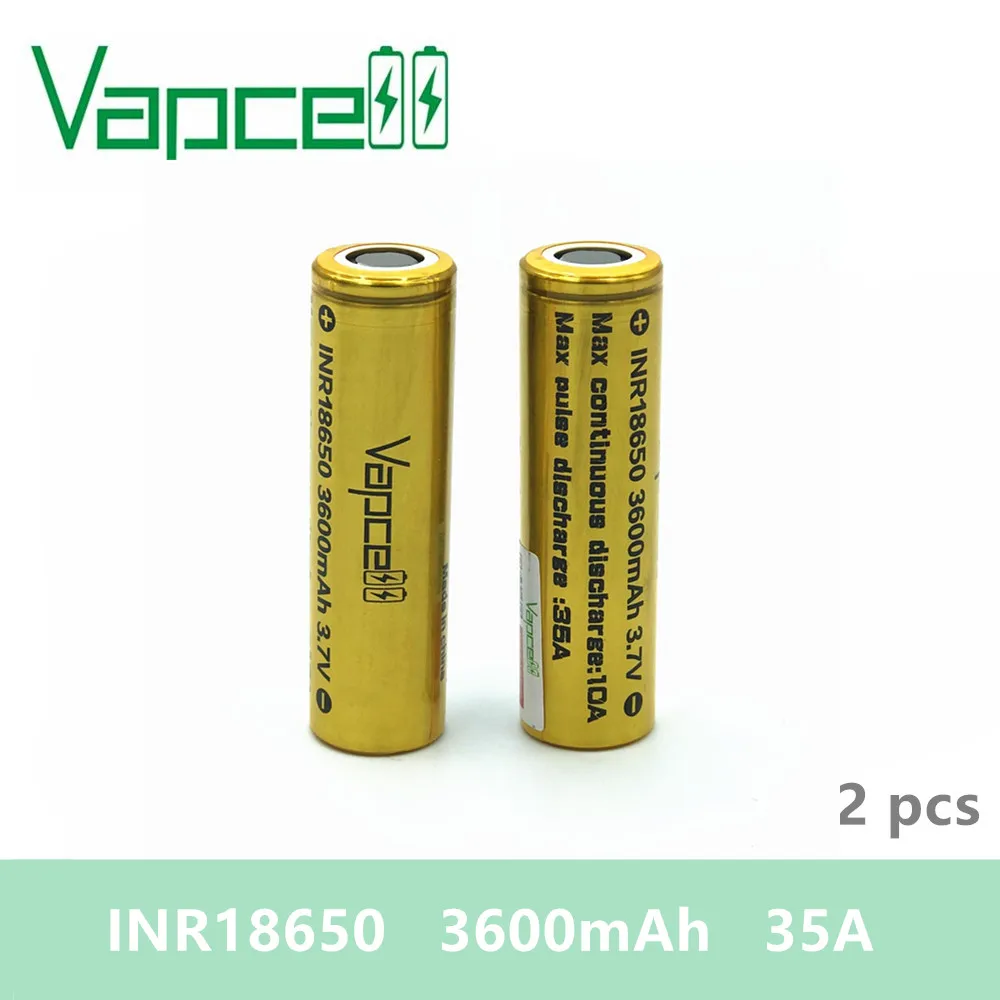 Бесплатная доставка 2 шт. VAPCELL 18650 3600 мАч 35A 3 7 В перезаряжаемая литиевая батарея