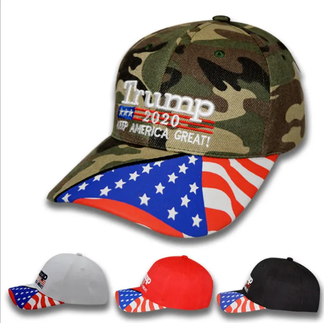 Cam Flag Brim 20 Make America Great Again Кепка с вышивкой Регулируемая Кепка Дональд Трамп бейсбольная кепка Acc014 - Цвет: Cam Flag Brim 20