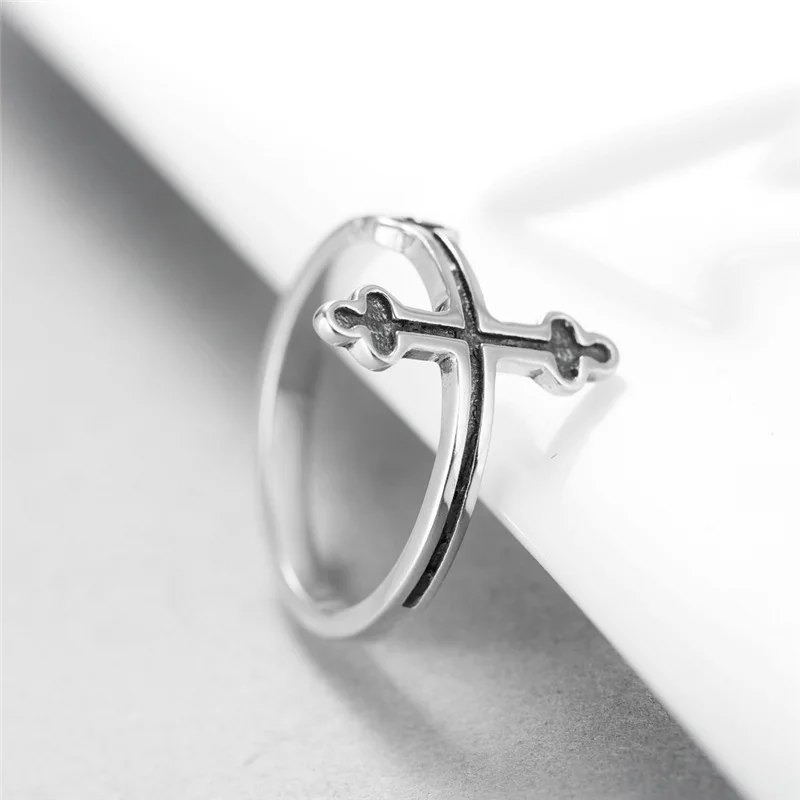 Крест унисекс тайское Серебряное кольцо 100% Стерлинговое Серебро 925 пробы