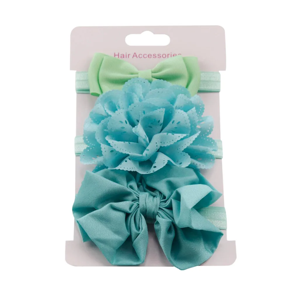 Yundfly 3pcs/set Kids Elastic Floral Headband Baby Girls Bowknot Solid Color Children Hair Turban Headwear Set | Мать и ребенок