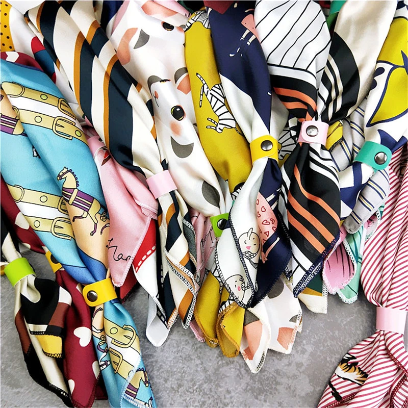 Женский саржевый шарф с принтом в горошек Шелковый квадратный 50*50 см шарфы шейный