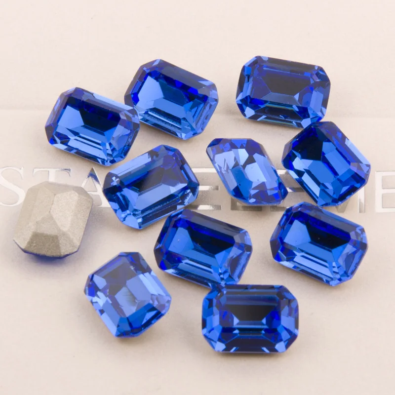 YANRUO #4610 все размеры сапфир Octagon Strass Кристалл швейные камни указал назад свободно