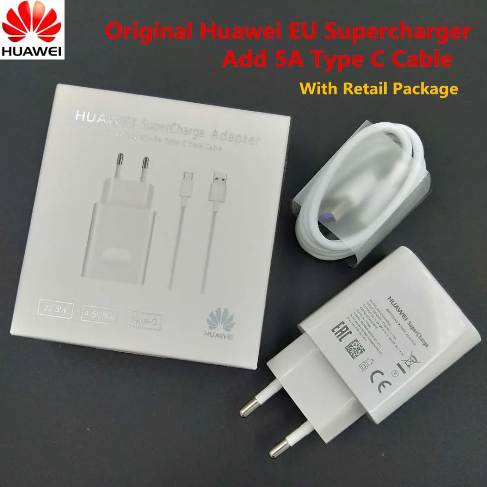 huawei 5V 4.5A USB Supercharge быстрое зарядное устройство 22,5 w адаптер 5A type C кабель для mate 20 X P30 P20 Pro P10 Plus mate 9 10