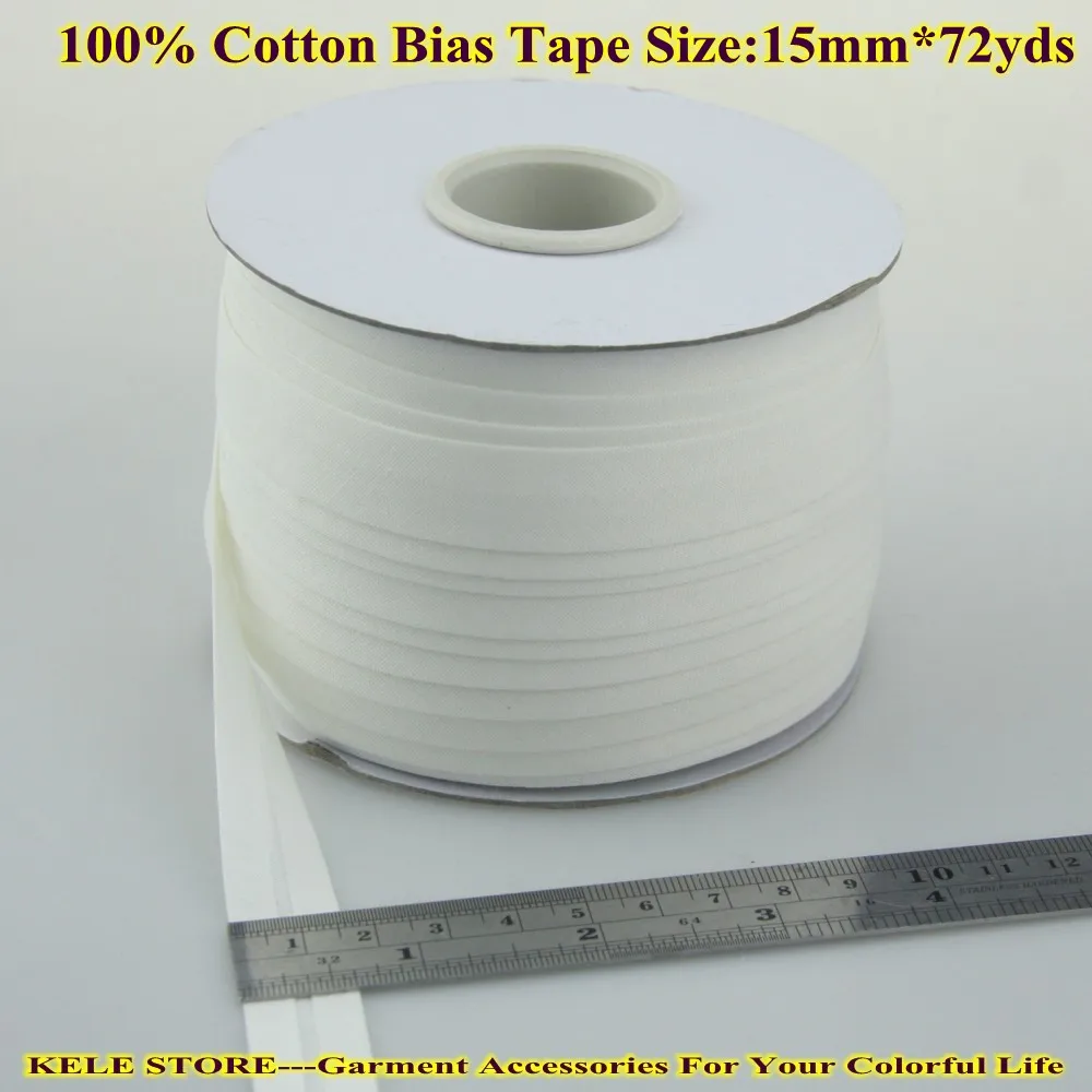 Хлопок косой ленты Размер: 15mm72yds белый для DIY изготовления, аксессуары для одежды портные материал для домашнего текстиля