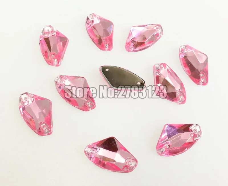 Pink 12x18 мм 15x24 мм 17x27 мм 50 шт. веерообразные высококачественные акриловые стразы с двумя отверстиями, diy/аксессуары для одежды - Цвет: Pink