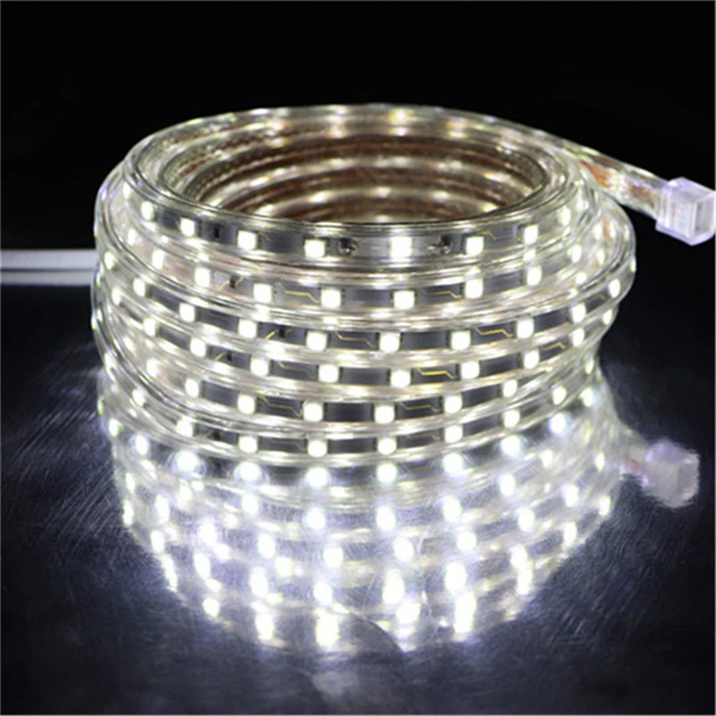 SMD 5050 AC 220V Светодиодные ленты белый открытый Водонепроницаемый светильник 5 м 10 20