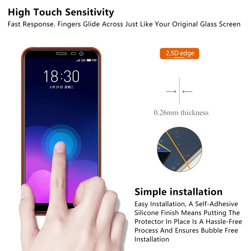 Закаленное стекло премиум-класса 2.5D 0 26 мм 9H для Meizu M6T Meilan 6T Защитная пленка экрана