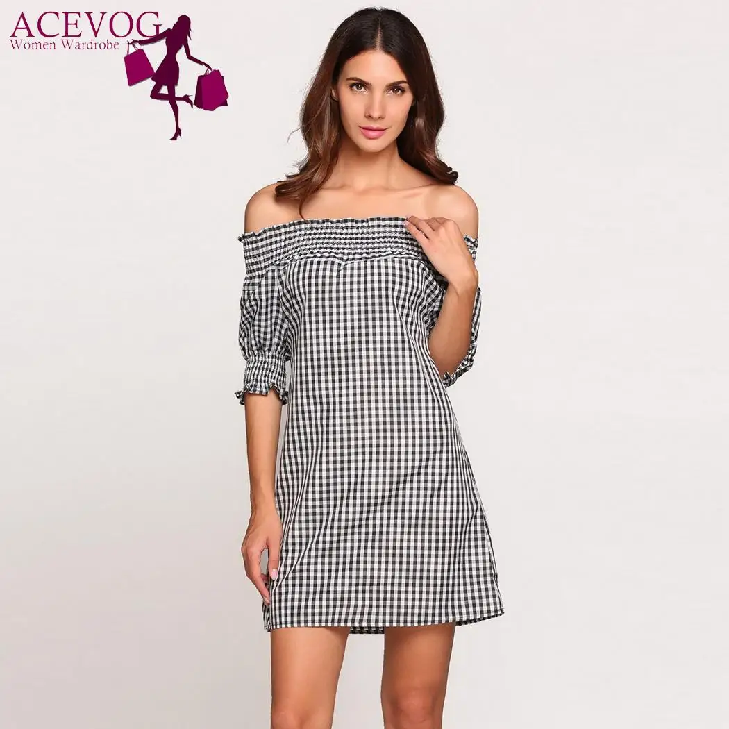 С пышными рукавами половины плеча Пледы Платье трапециевидной формы | Женская