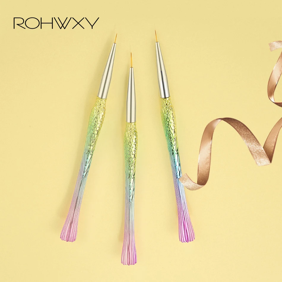 Щетка для рисования ногтей ROHWXY металлическая УФ гелевая ручка Маникюрный