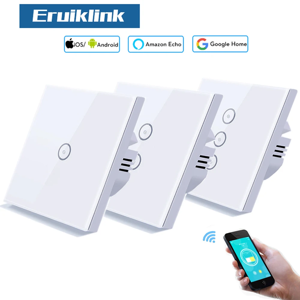 Eruiklink стандарт ЕС сенсорный выключатель 1 банда настенный света экран панель