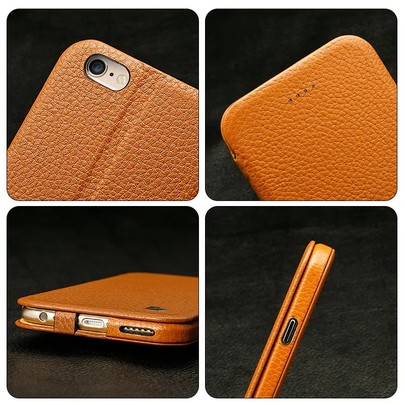 Jisoncase Флип футляр Из Натуральной Кожи Мобильного Телефона Чехол Для айфон 6 6 S 4.7 дюймов Случаи Обложка для айфон 6 s