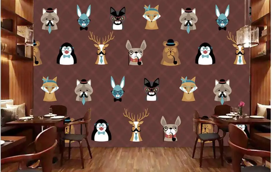 Custom papel de parede Personality cartoon animals living room sofa TV wall bedroom 3d murals wallpaper | Обустройство дома