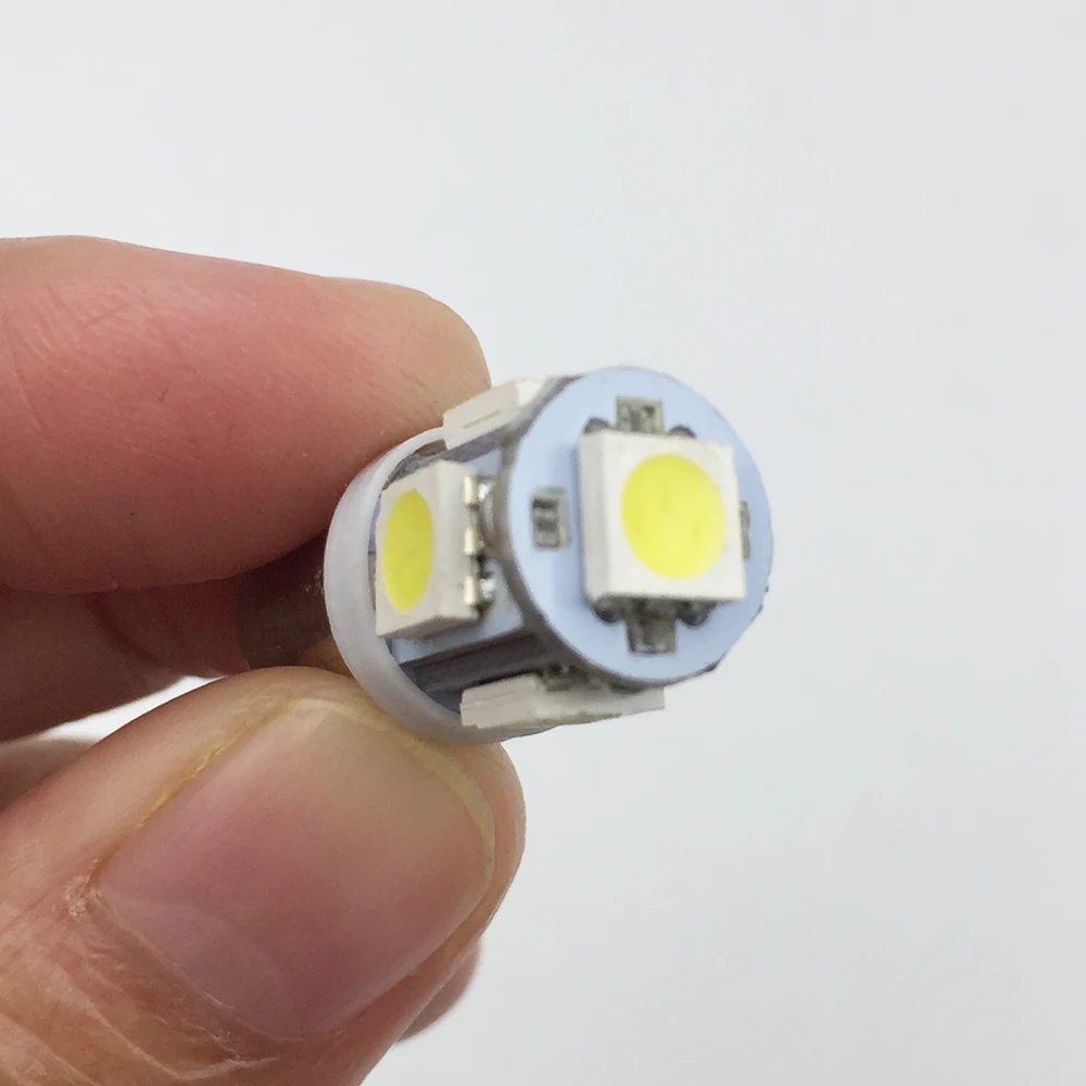 YSY 100pcs BA9S 5SMD LED 5smd 5led Car Indicator Light Interior Bulbs Wedge Lamp 5050 DC12V/24V White blue red Color | Автомобили и