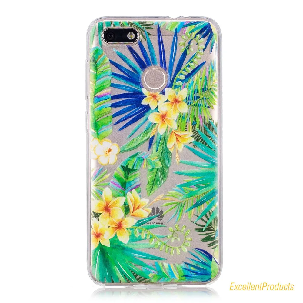 For Coque Huawei P9 Lite mini Soft TPU Silicone Cover Flamingos leaf flowers cat Printed Cases Phone case |