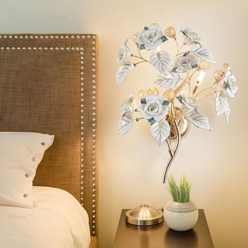 

Europe style bedroom wall lamp bedside lamp wall lamps candle LED crystal lamp living room backdrop aisle Hotel wall sconce