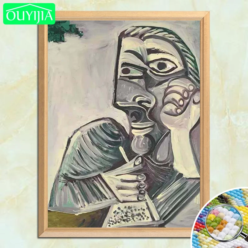 Пабло Пикассо Самопортрет в 90 лет 5D Самостоятельная алмазная живопись полный квадрат вышивки стразами Мозаика Ручная работа.